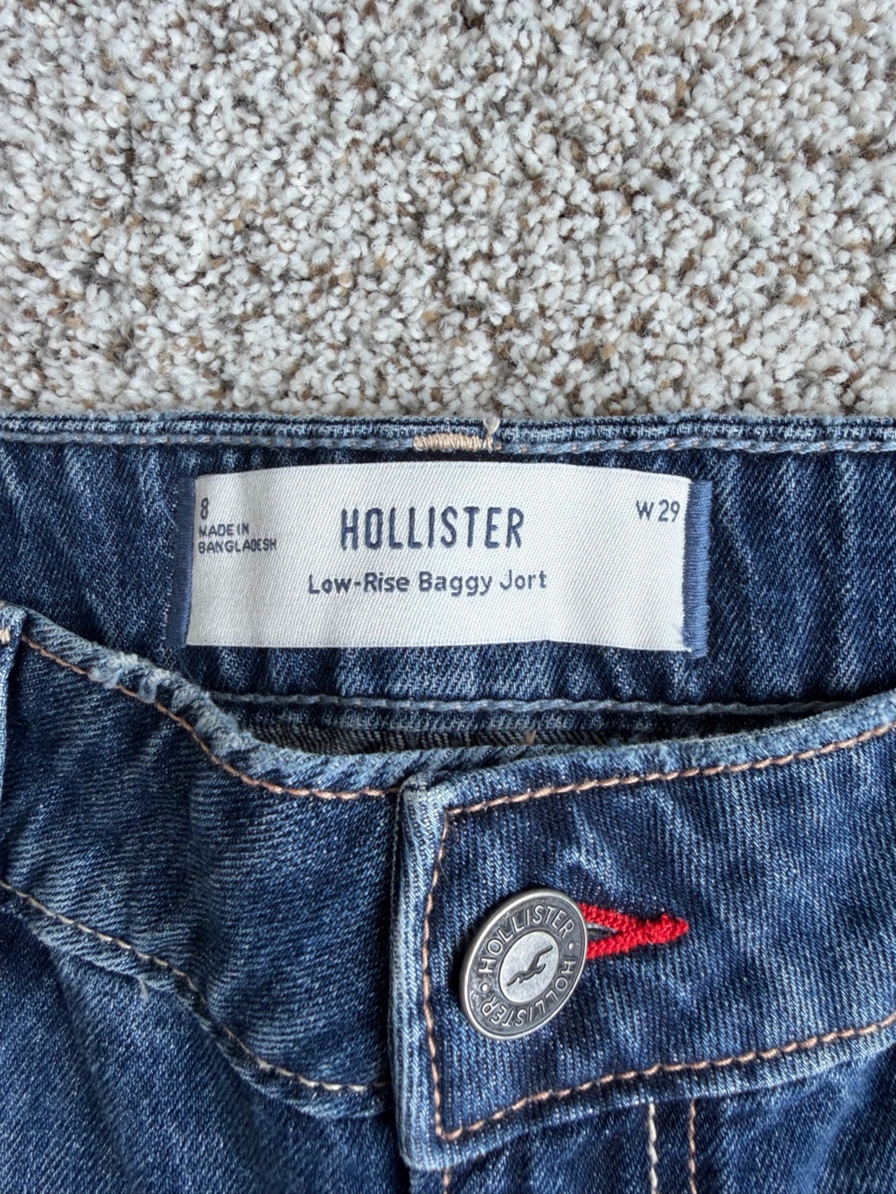 Hollister Low Rise Baggy Jorts W29 8 American Flag Denim Bermuda Shorts NWT - Picture 5 of 10